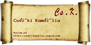 Csáki Kamélia névjegykártya